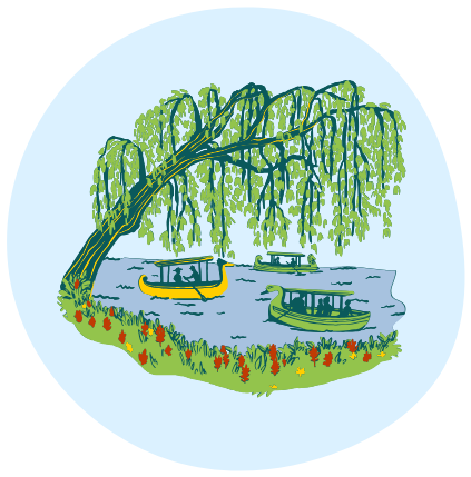 Willow tree over a lake