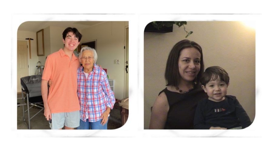 Tristan with his mother and grandmother Tristan with Mom and Grandma