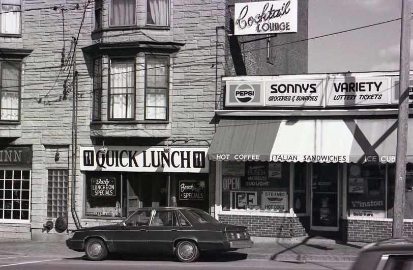 The apartment where Jane's dad grew up, with the café he worked at on the first floor.