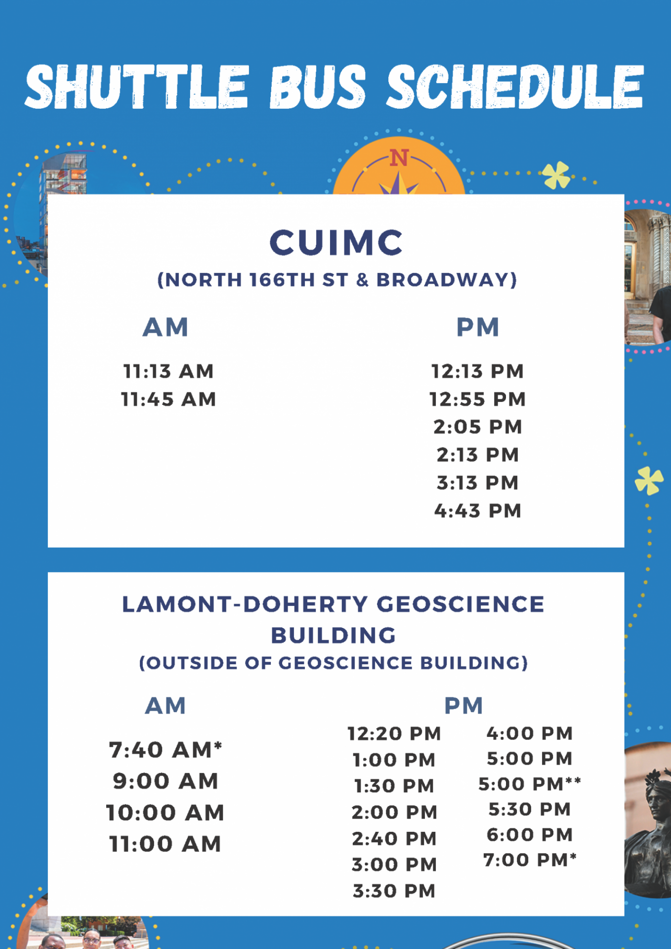 Columbia Quest Shuttle Bus Schedule