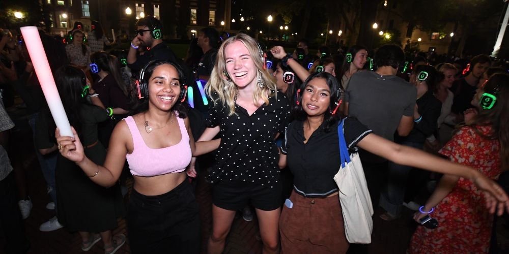Students dance at Low-lapalooza Silent Disco