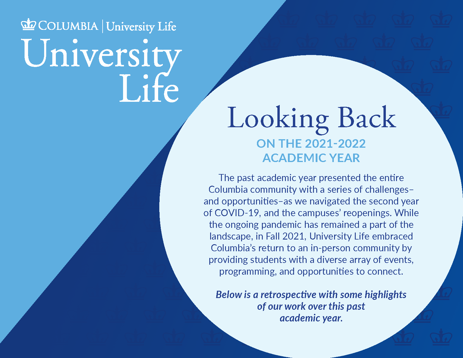 University Life Annual Report 2021-22 Cover Image