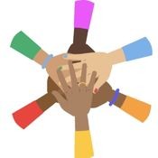 image: six hands join in center
