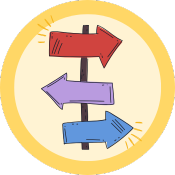 image of a sign post on a yellow circle