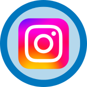 instagram logo on a blue circle