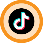 TikTok logo on an orange background