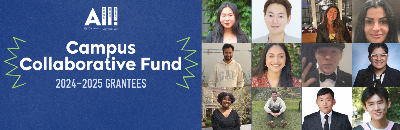 a collage of student grant winners next to the text "campus collaborative fund 2024-2025 grantees"