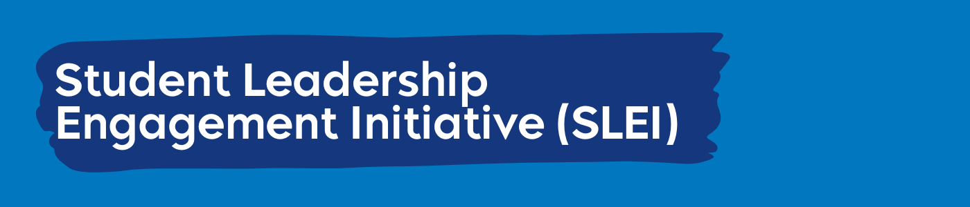 blue background with the text Student Leadership Engagement Initiative