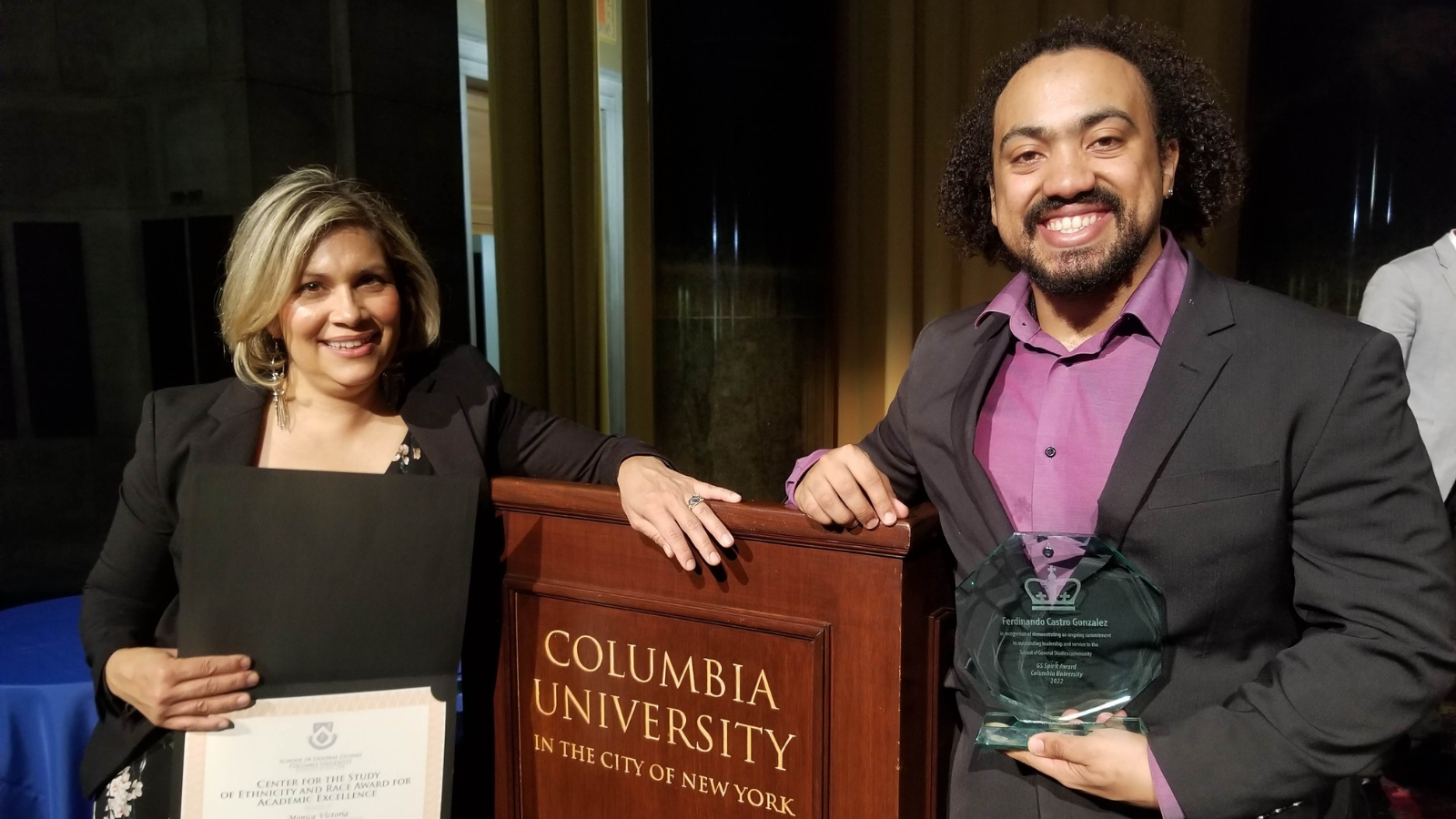 Ferdinando receives the GS Spirit Award. Here he poses with a fellow recipient of the Jack Kent Cooke Scholarship.