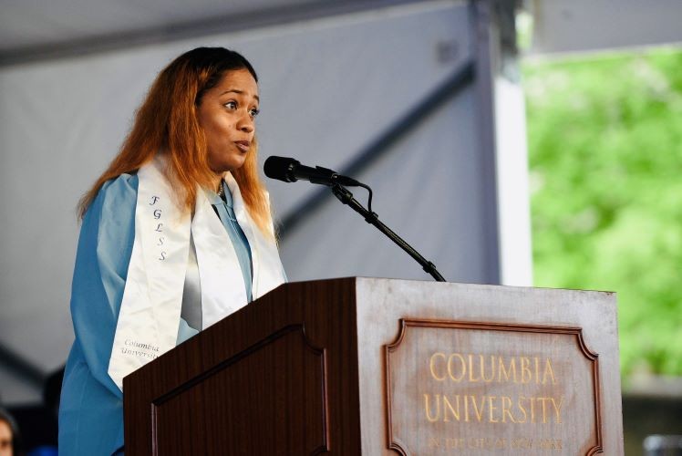 Trina Nurse '22SW speaking at the 2022 Columbia Commencement