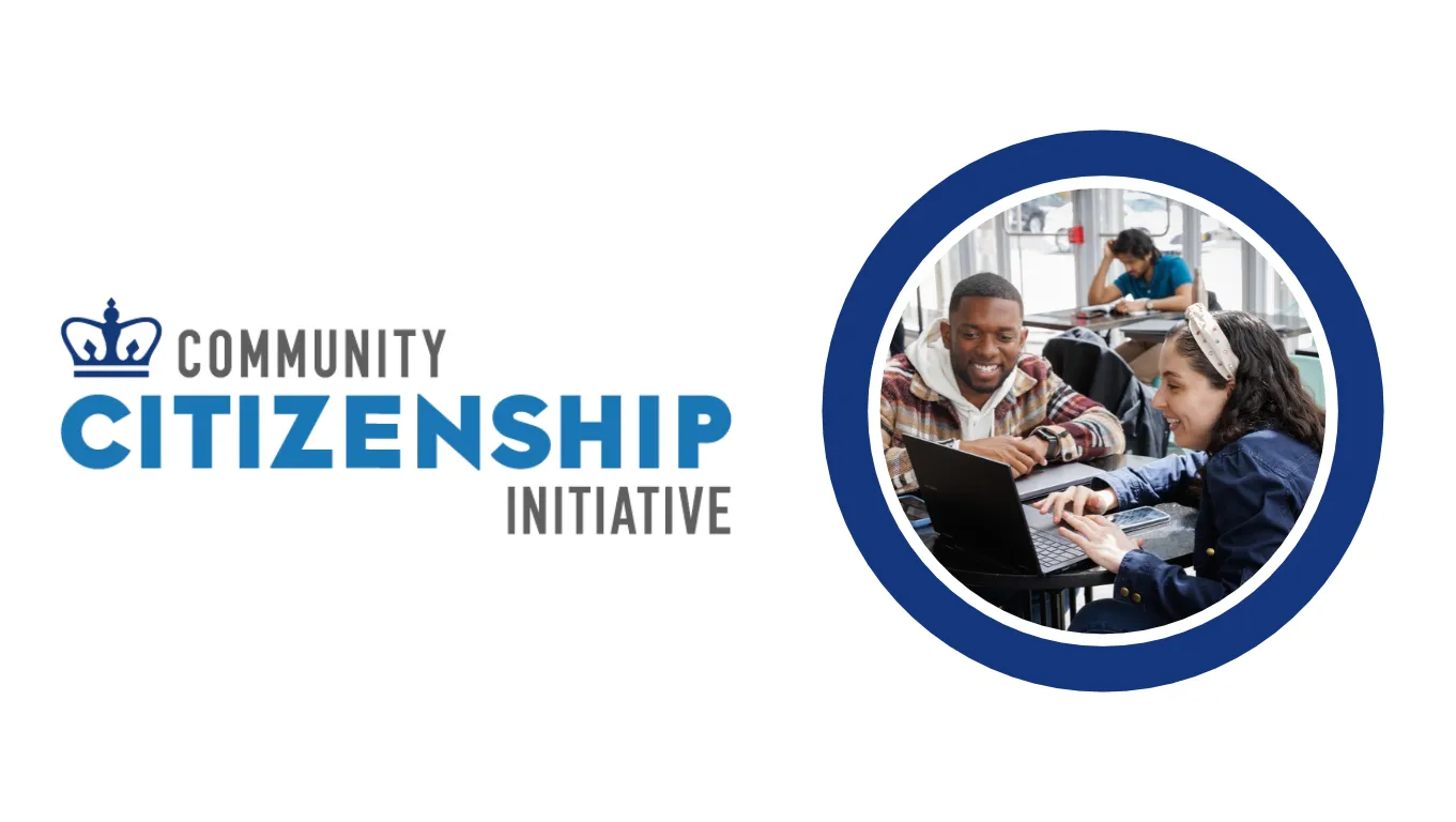 CCI logo next to an image of two students
