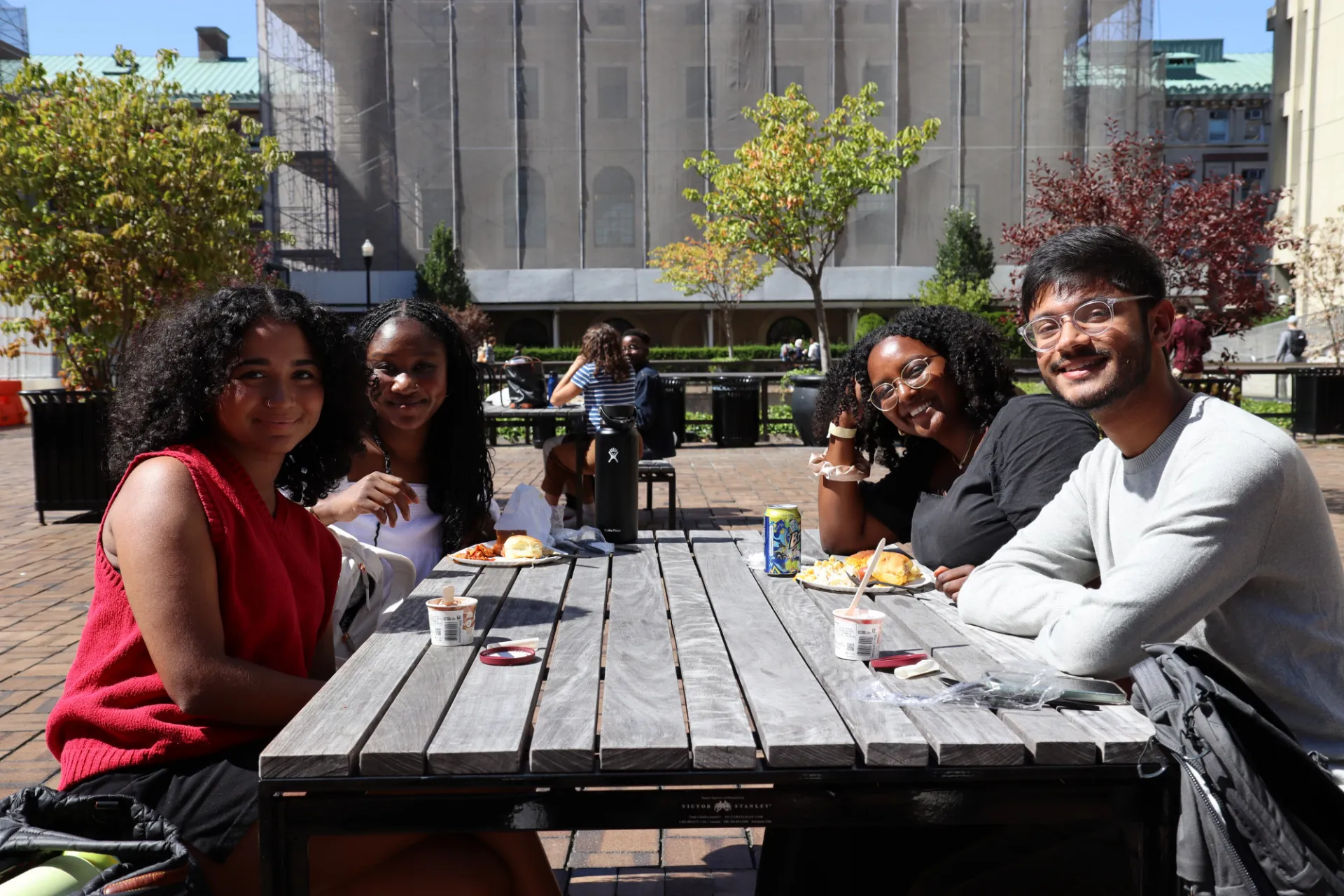 Students at a community connections event