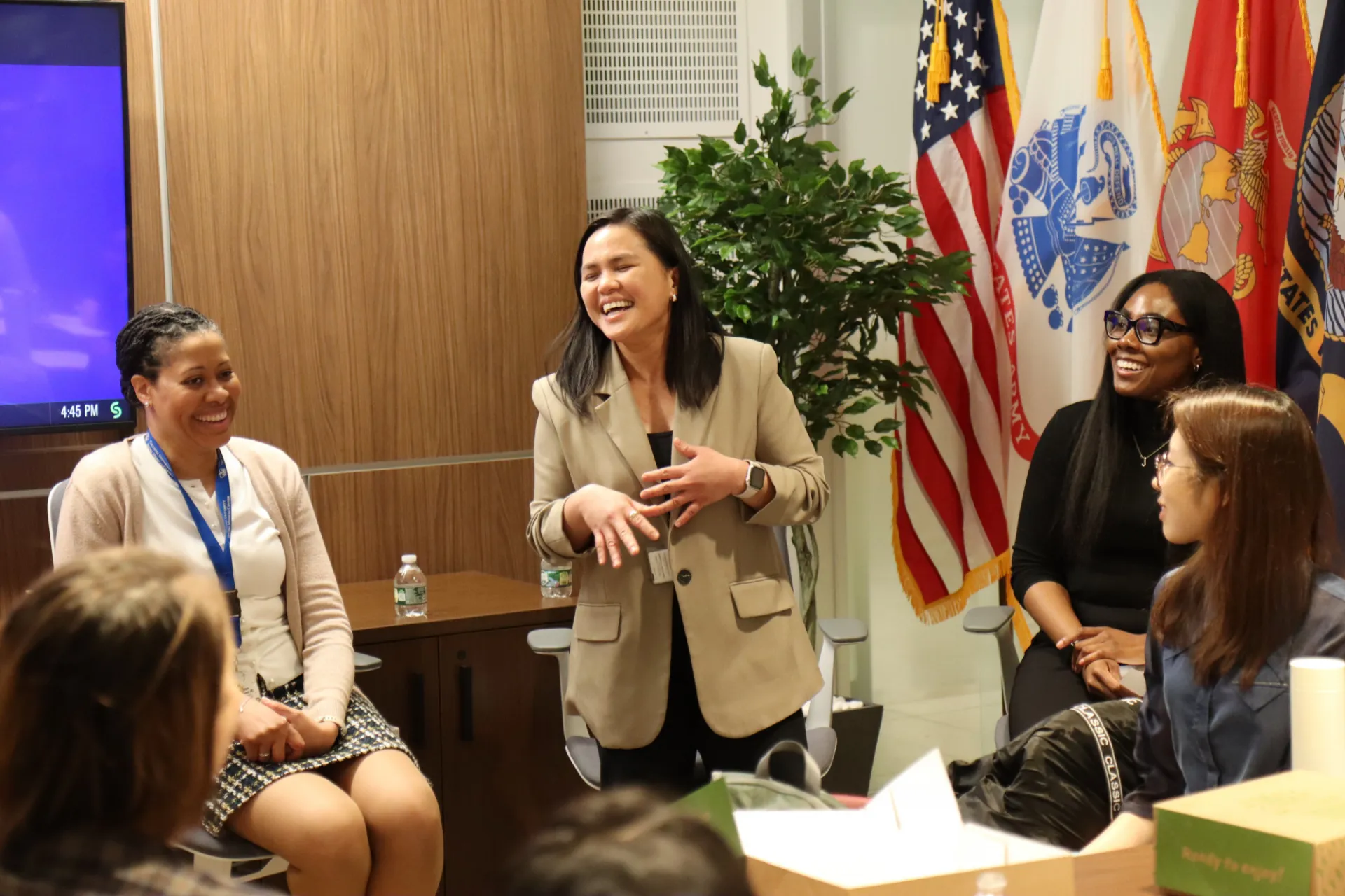 Students at a community connections event