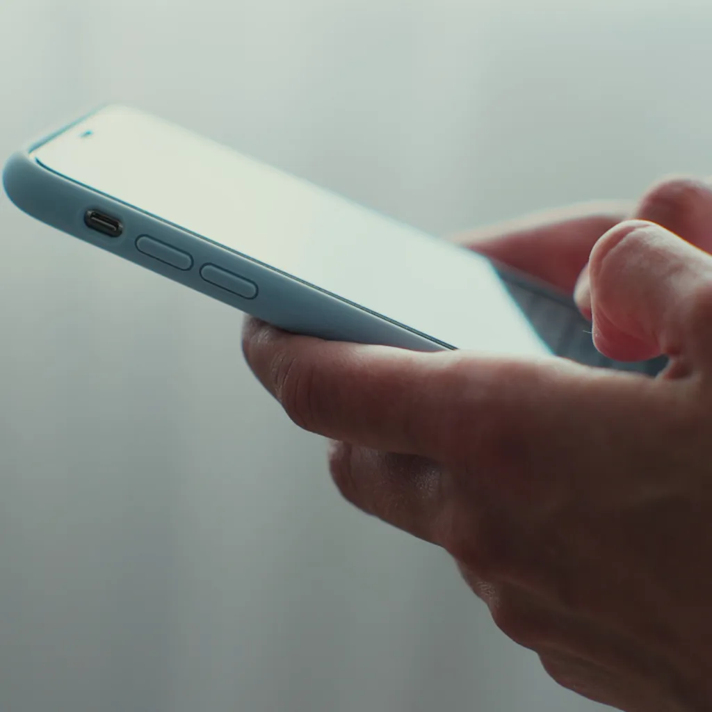A person's hands hold a cellphone