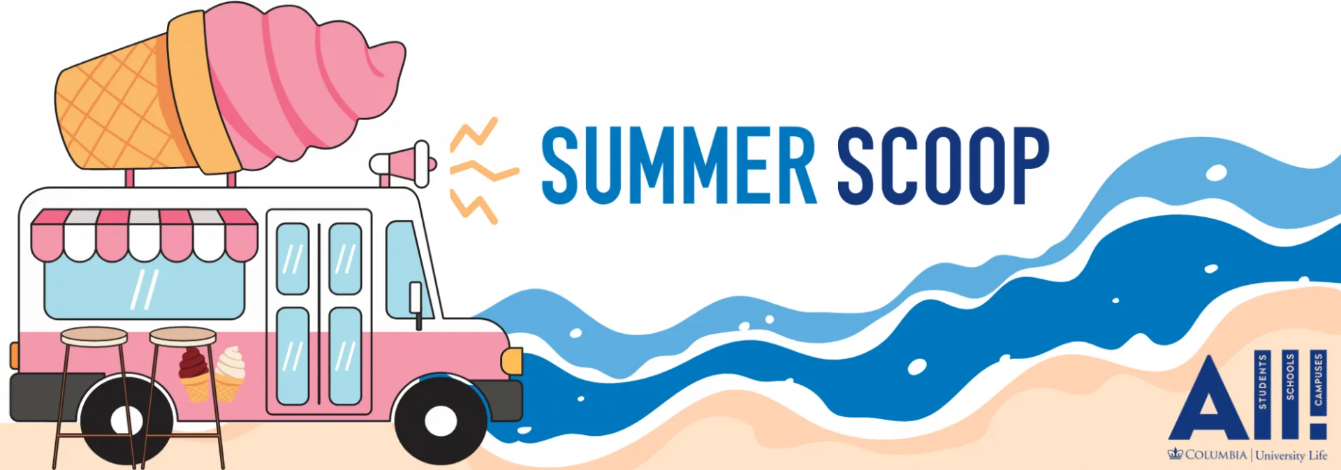 Summer Scoop text with an ice cream truck