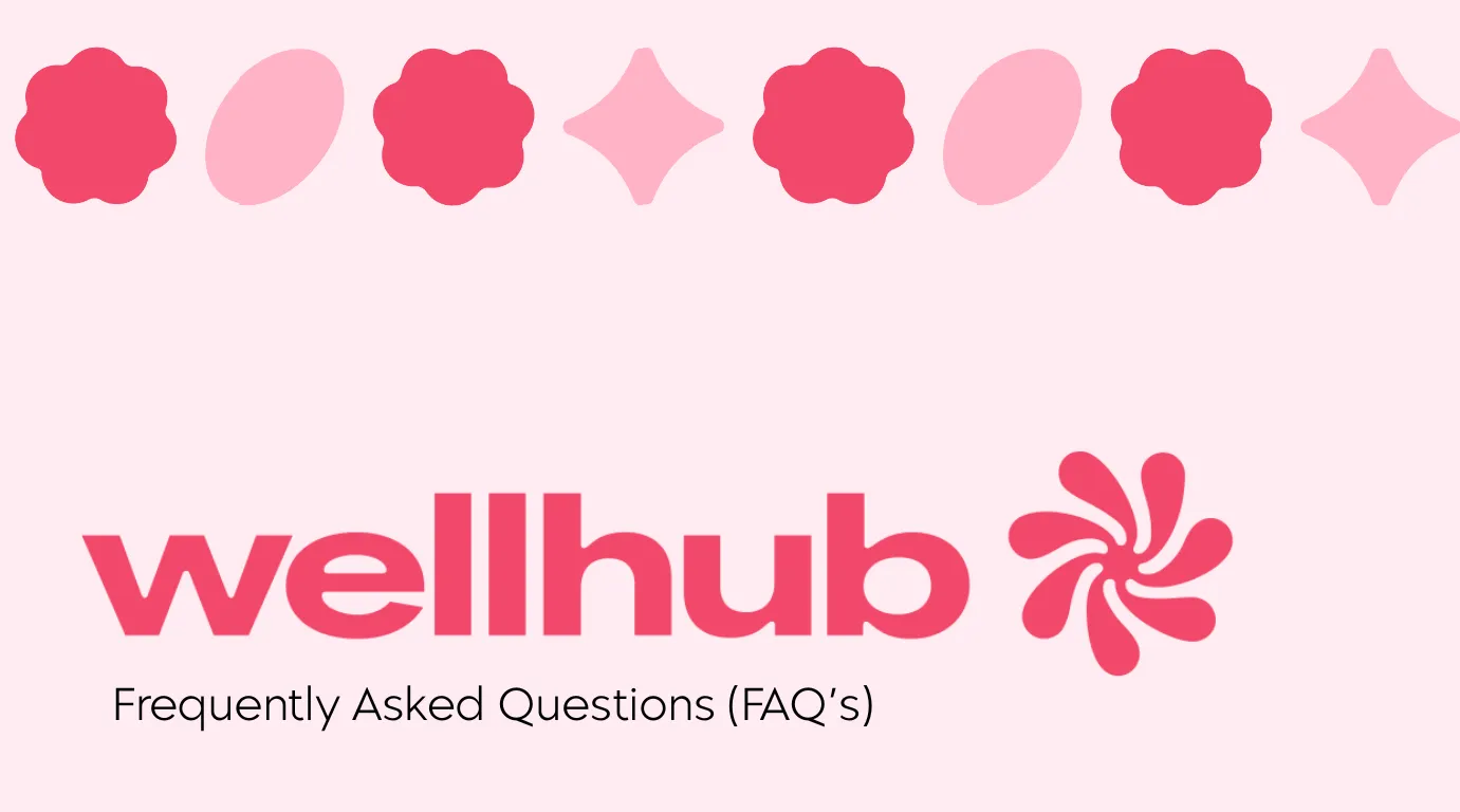 "Wellhub frequently asked questions" on a pink background with the Wellhub logo