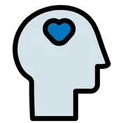 outline of a head with a heart