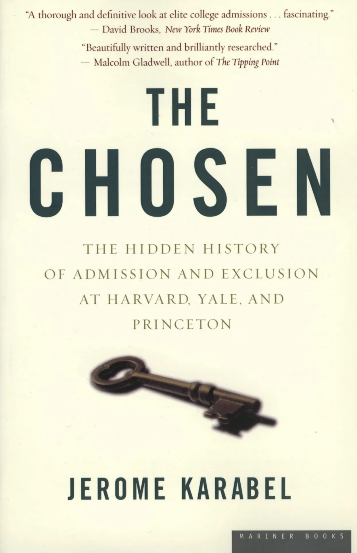 The competition for a spot in the Ivy League - widely considered the ticket to success - is fierce and getting fiercer. But the admissions policies of elite universities have long been both tightly controlled and shrouded in secrecy. In The Chosen, the Berkeley sociologist Jerome Karabel lifts the veil on a century of admission and exclusion at Harvard, Yale, and Princeton. How did the policies of our elite schools evolve? Whom have they let in and why? And what do those policies say about America?