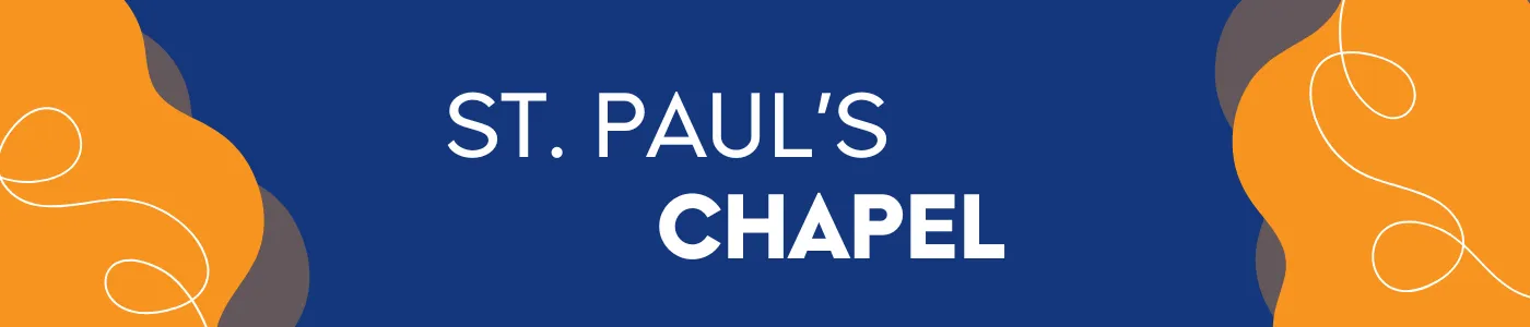 blue background with st. paul's chapel text