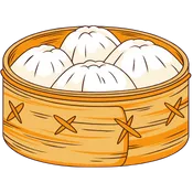 illustration of steam buns in a steam basket