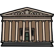 illustration of the front of a museum