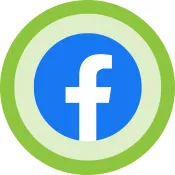 facebook logo on a green circle