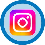 instagram logo on a blue circle