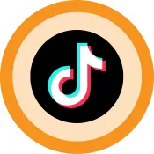 TikTok logo on an orange background