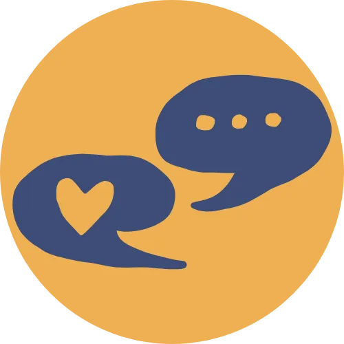 two speech bubbles on an orange background