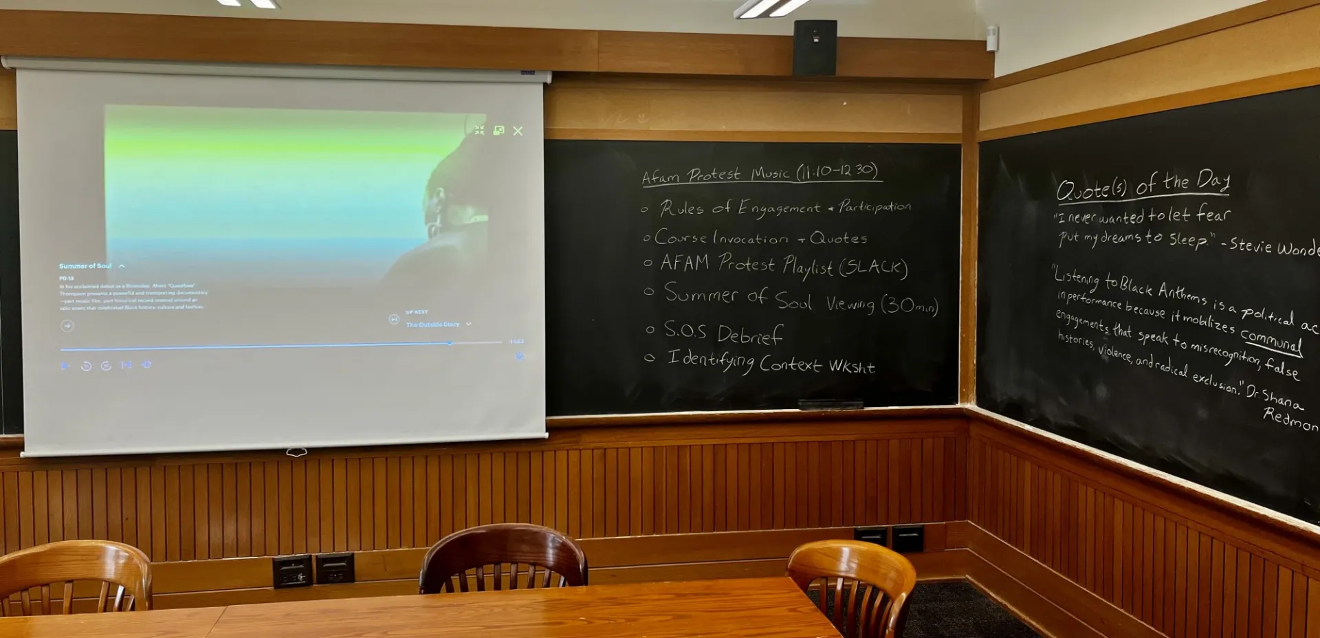 Chalkboard and powerpoint presentation