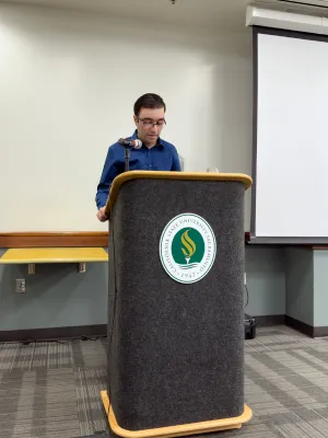 Kourosh speaking at California State University, Sacramento